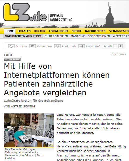 Patienten sparen auf Internetplattformen Patienten sparen beim Zahnarzt übers Internet.