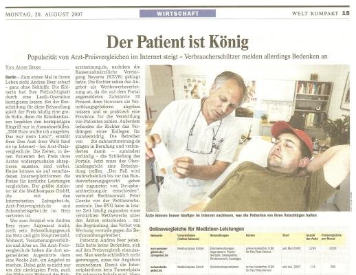 Arzt-Preisvergleich in der Welt